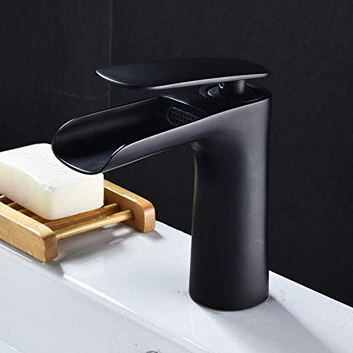 Robinet de lavabo anti-éclaboussures jet cascade en laiton noir durable