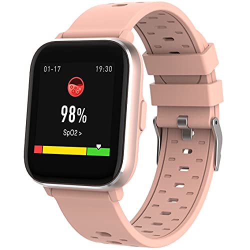 Denver Reloj Inteligente Bluetooth SW-164ROSE. Medición de Temperatura Corporal, oxígeno en Sangre y frecuencia cardíaca. Monitor Actividad Deportiva. Compatible iOS y Android.