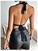 QJQ Women's Sexy Backless Open Back Tops Halter Deep V Neck Sleeveless Vest Tank Tops Going Out Party Clubwear Black Medium