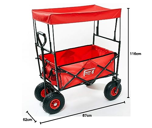 Bollerwagen faltbar Luftreifen Dach Luftbereifung Strand 80kg Boden mit Polsterung Transportwagen Picknick Urlaub Offroad Famillie