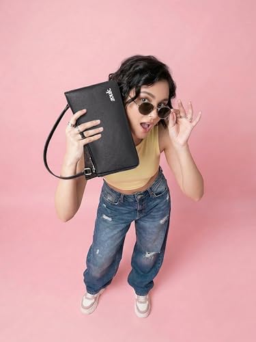 Image of ZOUK Kiya Small Shoulder Bag for Women - Dual-Sided Shoulder Bag with Criss-Cross Design| Handcrafted Purse with Dual Zipper Compartments & Water-Resistant Lining |
