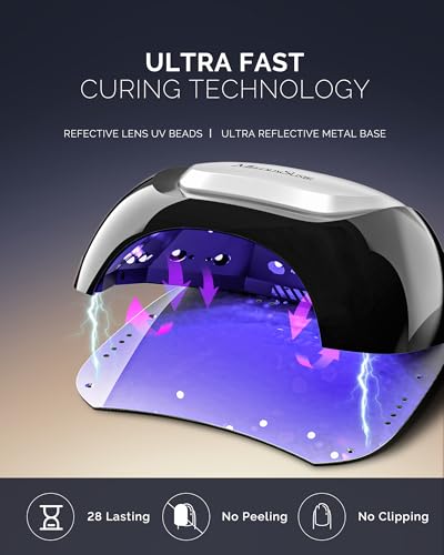 Image of MelodySusie Professional Metal Base UV Nail Lamp, S-Pro27T Fast Curing Nail Dryer with 3 Timers & Smart Sensor for Salon Cures All Gels, Especially Hard, Extension, Acrylic & Chrome Gel Polishes