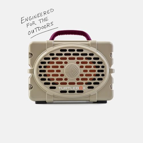 Image of Turtlebox Original Gen 3: Portable Outdoor Bluetooth Speaker - Ultra-Loud (120dB), Waterproof (IP67), Rugged, Impact-Resistant, 3-Day Battery | Party Mode: Unlimited Pairing Stereo, Tan /Maroon