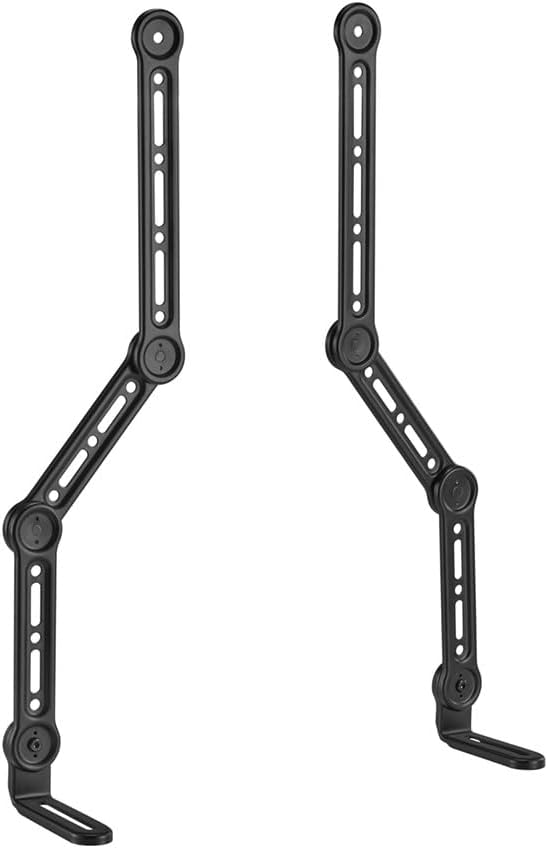 Monoprice Soundbar TV Mounting Brackets, Adjustable Arms for max 90‑in TV with L‑Shaped Brackets, Fits Most Soundbars Up to 33lbs., Easy Installation