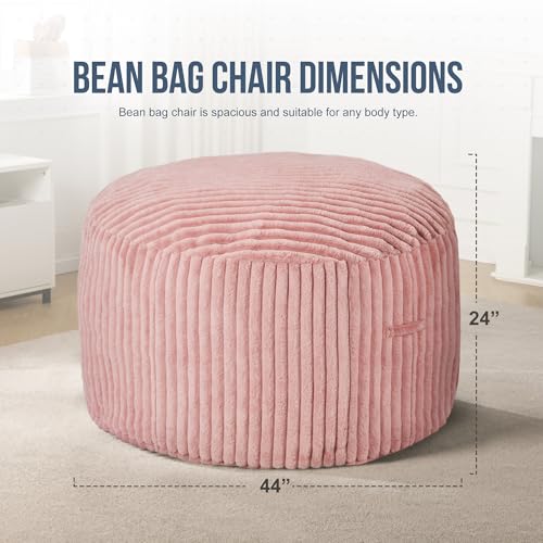 4ft Bean Bag Chairs for Adults Large Beanbag Chair with Stripe Plush Cover Big Bean Bag Chair for Living Room Bedroom Dorm Office