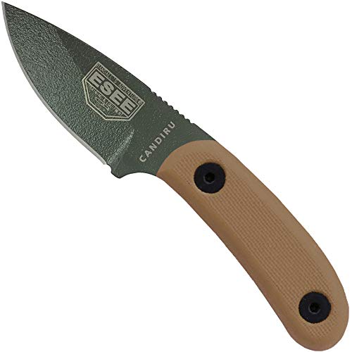 ESEE Knives Candiru Fixed Blade Knife with Molded Polymer Sheath (Coyote Brown G10 Handle/OD Blade/Black Sheath)