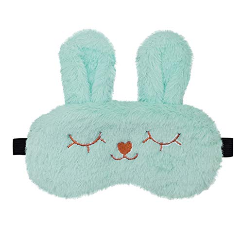 Image of Jenna Cute Bunny Blue Fur Sleeping Eye Shade Mask Cover for Insomnia, Meditation, Puffy Eyes and Dark Circles