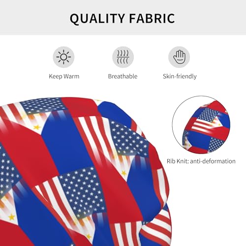 Philippines American Flag Children Hip Hop Knitted Hat Kids Elastic Leisure Knit Cap Warm Sleep Beanies Black3