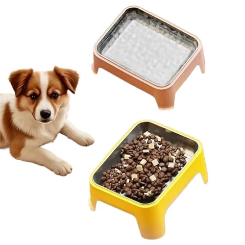 Compatible for Elevated Non-Slip Stainless Steel Pet Feeder, Large Capacity Anti-Tip Neck Care Dog Bowl(Pink)