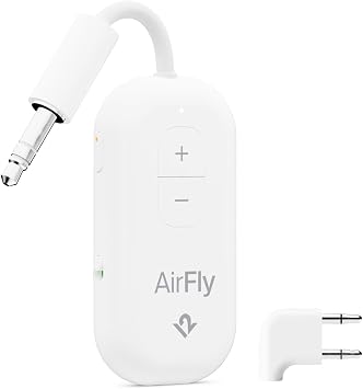 Twelve South AirFly Pro 2 Deluxe, Wireless Bluetooth Adapter, White | Pair 2 AirPods or Wireless Headphones 3.5mm AUX Bluetooth Transmitter/Receiver for Cars, Boats, Treadmills, TVs , Airplane