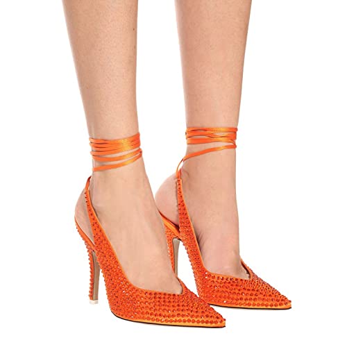 Talons hauts cristal rouge pour soirée d'été et bal de promo élégant