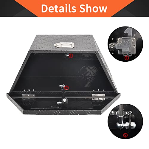 Tbapfs 26 Inch Aluminum Trailer Tongue Tool Box 5 Bar Tread Wide Utility Toolbox For Pick Up Truck Rv Storage Organizer Tool Box With Lock And Keys - 26"X13.3"X12" Black #TOP3