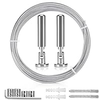 Tapvai 5m Wandhalterung Set,Edelstahl Vorhangdraht,Gardine Stahlseil,für Vorhang,Wäscheleine,Spanndraht,Foto-Draht,Duschvorhänge