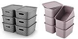 AREYZIN Plastic Storage Baskets With Lid Organizing Container Lidded Knit Storage Organizer Bins for