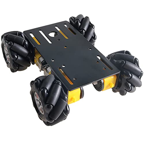 MC100 4WD Mecanum Wheel Car Chassis with TT Motor, Remote Control Smart Car Kit with 60mm Omnidirectional Wheel for Arduino/Raspberry pi/Micobit, Metal Frame Robot Chassis for DIY Learning (Black)