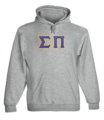 Fashion Greek Sigma Pi Twill Letter Hoody - X-Large Sport Grey