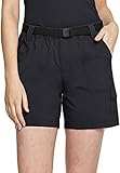 CQR Women's Hiking Shorts, Quick Dry Lightweight Travel Shorts, UPF 50+ UV/SPF Stretch Camping Shorts, Outdoor Apparel, Driflex Black, X-Large