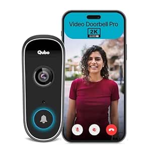 Qubo Smart Wi-Fi Video Doorbell Pro 2K from Hero Group | Instant Phone Visitor Video Call | Intruder Alarm | 3MP 1296P Resolution | 2-Way Talk | NightPulse Vision