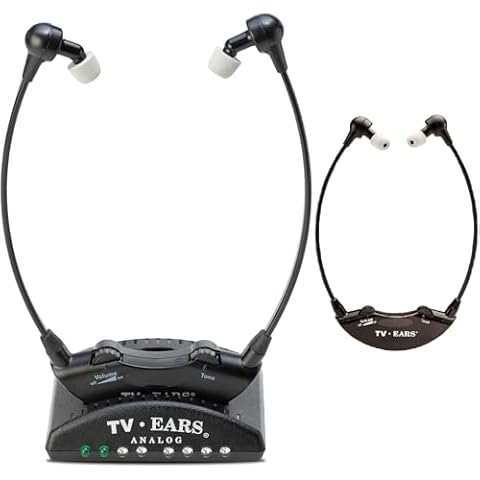 TV · EARS Analog Wireless Headset System & Additional Wireless Headset - Wireless Headset for TV, Ideal for Seniors & those w/Hearing Difficulties, Plug N' Play RF Transmitter Headset with TV Earbuds Cover