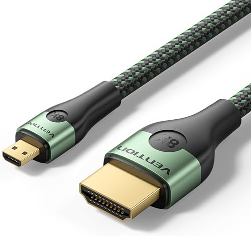 VENTION �����^HDMI-D Male to HDMI-A Male �P�[�u�� �O���[�� 8K �A���~�j�E�������^�C�v HDCP�Ή� (2m)