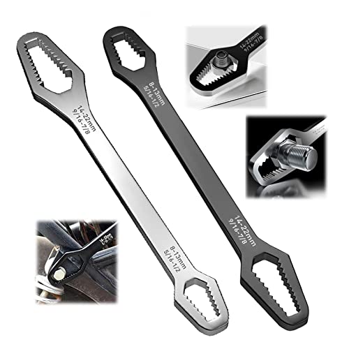 Universal Torx Wrench Double-Head Self-Tightening Wrench, 8-22Mm Universal Wrench, Chrome Vanadium Steel Adjustable Wrench Non-Slip Multi-Purpose For Most Of Nuts And Bolts Repair(Black+Silver) #TOP19