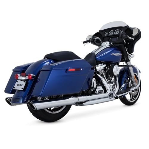 Vance and Hines 16672 Twin Slash Round 4in. Chrome Slip-On Exhaust for Harley Davidso -Touring-2017 and 2018 Models ONLY