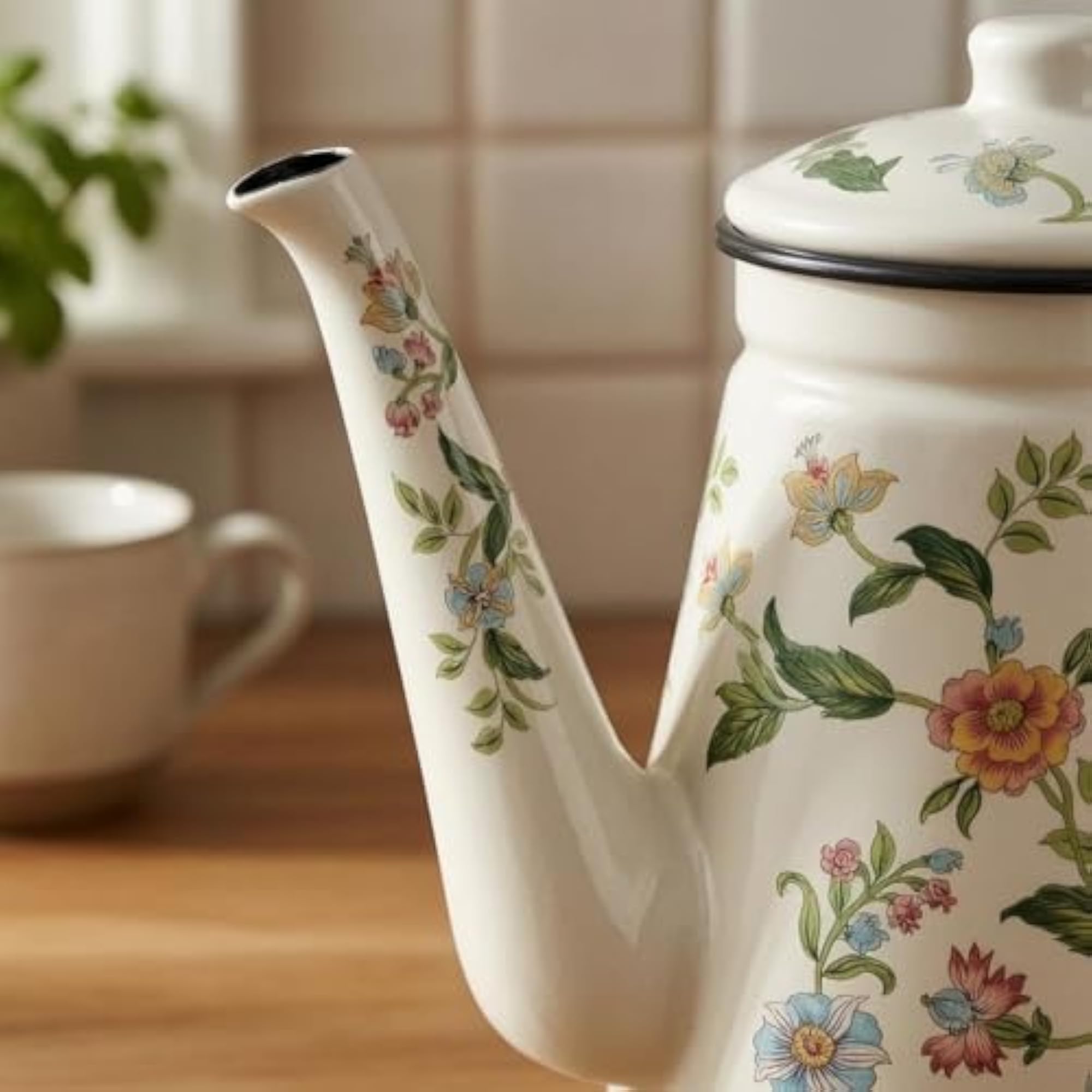 Glossy Finish Enamel Stovetop Kettle, Decorative Teapot