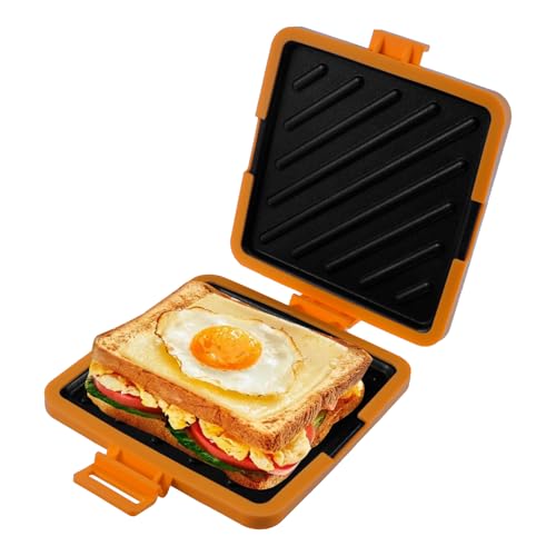 Microwave Toastie Sandwich Maker, Silicone Microwaveable Cookware Wireless Toastie Maker, Heatwave Technology Sandwich Toaster, Nonstick Plate Sandwich Maker for Cooking Crispy Sandwiches (Orange)