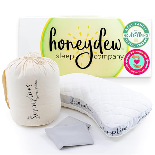 Image of Honeydew Scrumptious Travel Pillow - Made in USA with Cooling Copper Gel Fill - CertiPUR Certified - Adjustable Travel Companion for Airplane & Traveling - Ergonomic Neck & Shoulder Support