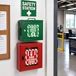 Green First Aid Kit Inside Red Fire Extinguisher Inside Stickers 4 Inch Safety Sign-Adhesive First Aid Kit Sign Decals UV Resistant 8 Pcs Industrial Safety Warning Decal for Trucks or Equipment