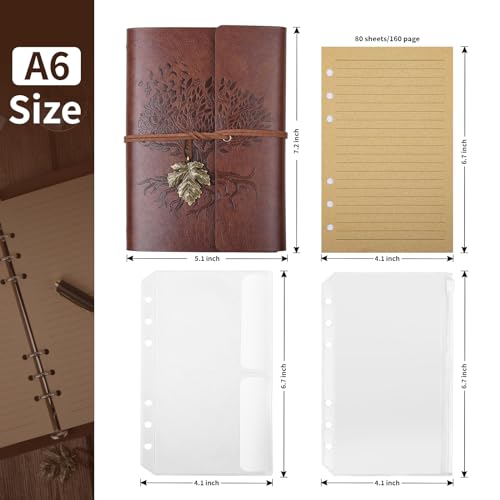 Caderno de couro PU, diário de viagem recarregável, presente para mulheres, homens, meninas e menino