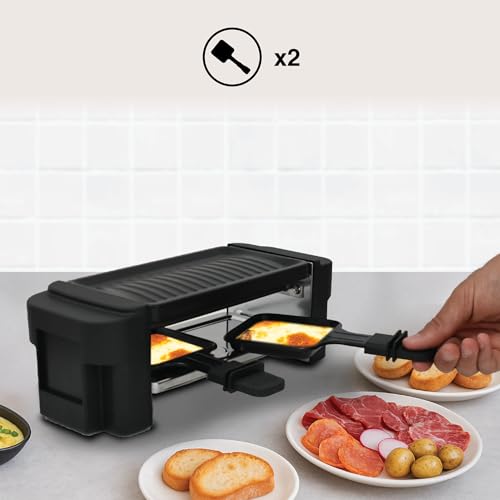 Cookitch Raclette Eléctrica para 2 Personas – 400W, Placa de Hierro Fundido Extraíble, Superficie Antiadherente, Voltaje 220–240V, 2 Sartenes, Ideal para Parrilladas Saludables - imagen 8
