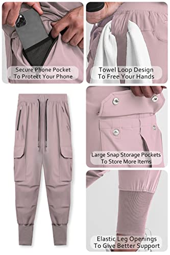 Diotsr Mens Lightweight Joggers Pants, Cargo Athletic Sweatpants For Men, Slim Workout Pants With Pockets (Pink, Medium) #TOP4