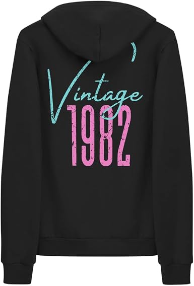 Amazon.com: Sudadera vintage con capucha para el 40 cumpleaños con  cremallera para mujer : Generic: Ropa, Zapatos y Joyería