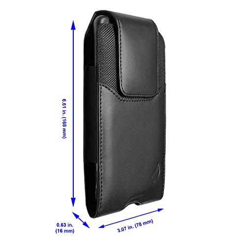 Celzen Leather Cell Phone Holster For Boost Celero 5G, Motorola Moto G, Moto G Power 2021/2022, Tcl 30V, 30Xe, 30Xl, Wiko Voix - Vertical Case Waist Carrying Pouch With Belt Clip/Loops, Black #TOP1