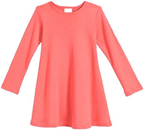 POPINJAY Girls Long Sleeve Dress - Best Kids Soft Cotton Dresses for Winter, Fall and School Outfits - Toddler Size 2T - 8 (Watermelon, 8)
