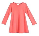 POPINJAY Girls Long Sleeve Dress - Best Kids Soft Cotton Dresses for Winter, Fall and School Outfits
