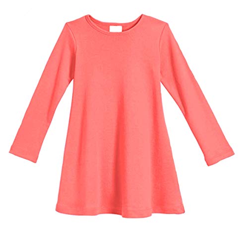 Popinjay Girls Long Sleeve Dress - Best Kids Soft Cotton Dresses For Winter, Fall And School Outfits - Toddler Size 2T - 8 (Watermelon, 8) #TOP26