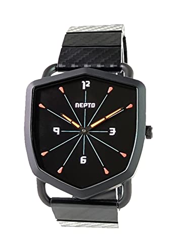Montre Quartz Homme NEPTO Shield Black Reverso avec Bracelet Oyster chic en acier