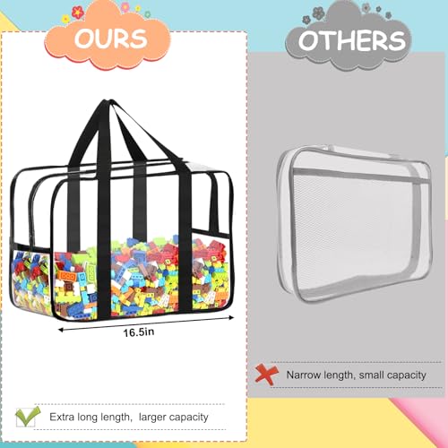 Image of 6 Packs XXL Toy Storage Bags 16.5x11.8x6.8In with Labels, Large Capacity Reusable Clear PVC Board Game Storage, Travel Waterproof Organizer Bags with Zipper