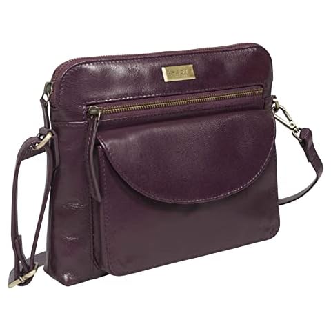 ASSOTS Crossbody Bags for Women – Real Leather Purses with RFID Protection, Multiple Pockets and Adjustable Strap (10" X 8.5" X 1.5", Jean Plum Polished VT) Cover