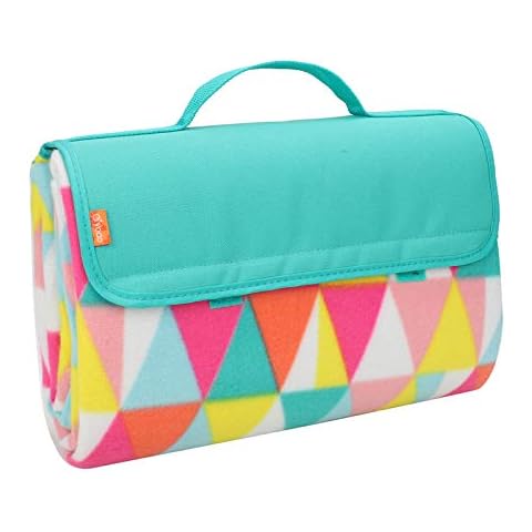 yodo Outdoor Picnic Blanket Water-Resistant for Camping Hiking Festivals, Colorful Triangle Cover