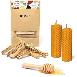 Ritual Mágico de Buena Suerte 11/22: 8 Palo Santo Incienso Natural + 2 Velas de Miel Pura Cera de Abeja – Kit Especial para los días 11/22 – QR de Contenido Digital Exclusivo – Atrae la Buena Fortuna
