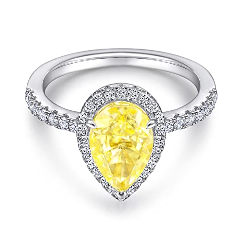 Bague Goutte d'eau KnSam en Argent Zircone Jaune Cadeau Idéal de Mariage