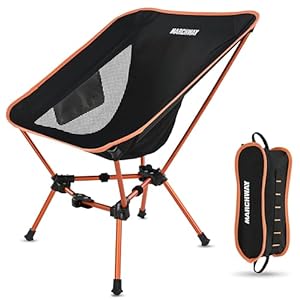 MARCHWAY Lightweight Folding Camping Chair, Stable Portable Compact for Outdoor Camp, Travel, Beach, Picnic, Festival, Hiking, Backpacking, Supports 330Lbs (Orange)