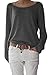 Produktbild Damen Sexy Rundhalsausschnitt Langarm Lose Bluse Strickpulli Hemd Shirt Oversize Sweatshirt in vielen Trend Farben Tops S/M L/XL (632) (S/M, Graphite)