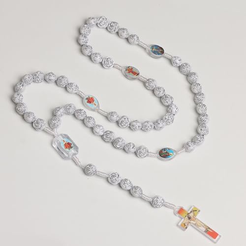Collier de prière catholique et chapelet blanc fait à la main