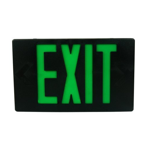eTopLighting 1PC Black Finished LED Green Emergency Exit Sign - Modern Battery Backup UL924 - Green Letter, E3SCG-B-1