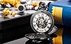 ManChDa Pocket Watch Men Women Pocket Watchs with Chain Mechanical Pocket Watches Engraved Steampunk Roman Numerals Hand Wind Pocketwatch (Black) #5