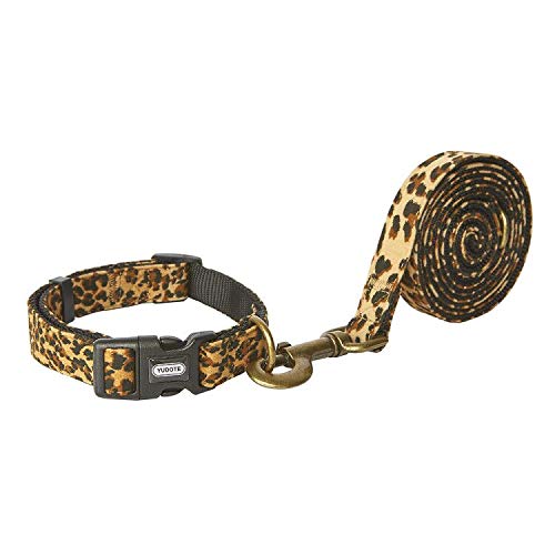Petiry Fancy Leopard Dog Collar Flocking Fabric Cheetah Scent Premium Soft And For Puppy,Middle And Big Dogs(Neck:10-15") #TOP3